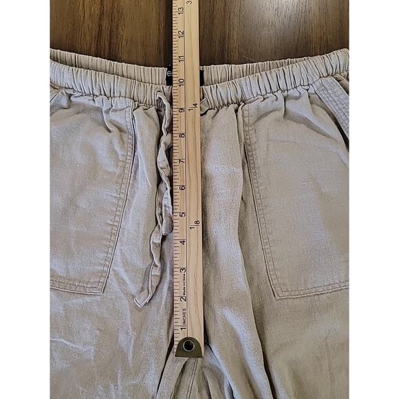 Women’s Boho Beige Linen Cottagecore Capri Pants 12 Minimalist Lagenlook Travel - Picture 7 of 10